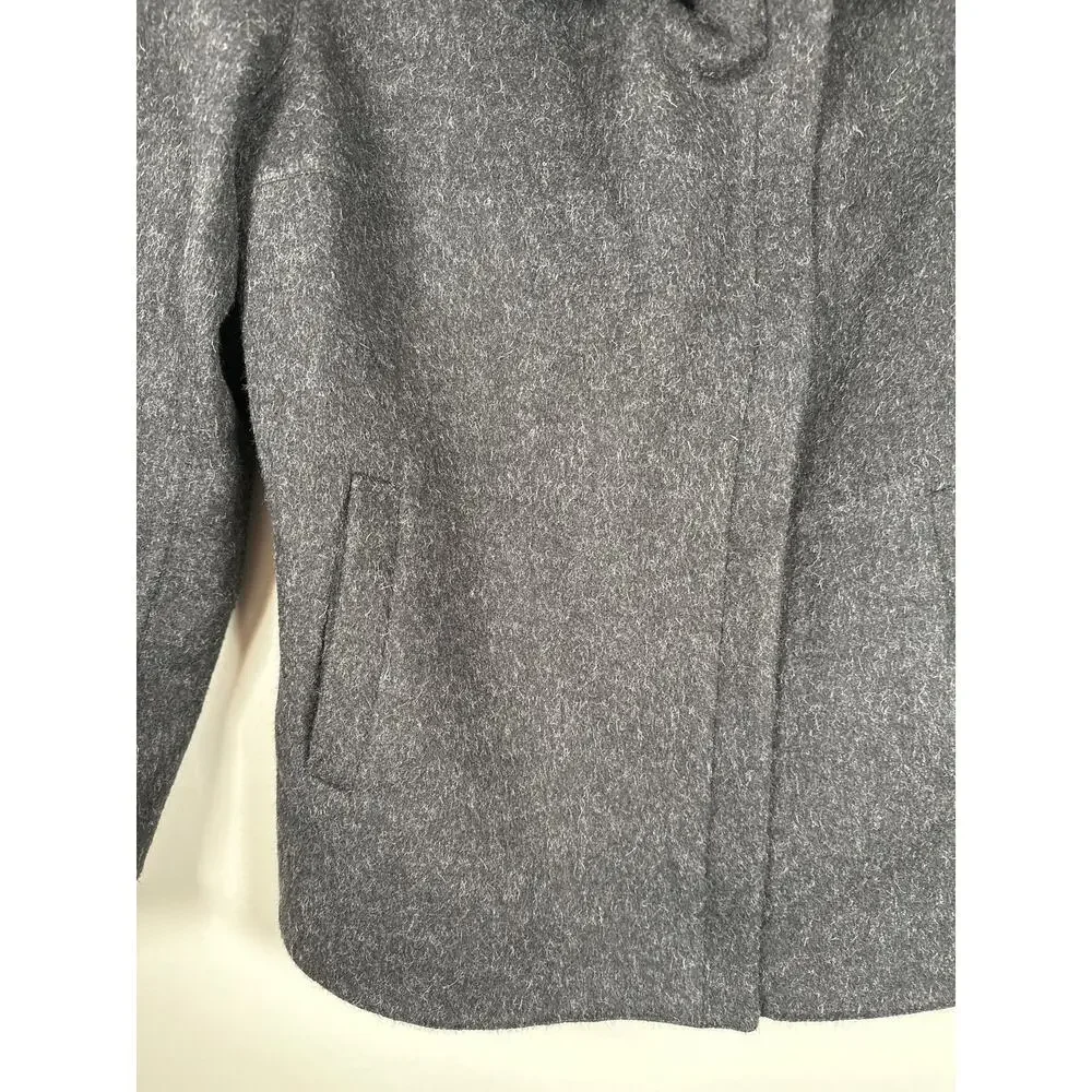 Kuna Asymmetric Zip Coat Baby Alpalca Wool Size Small Gray Pockets Warm - Picture 2 of 12